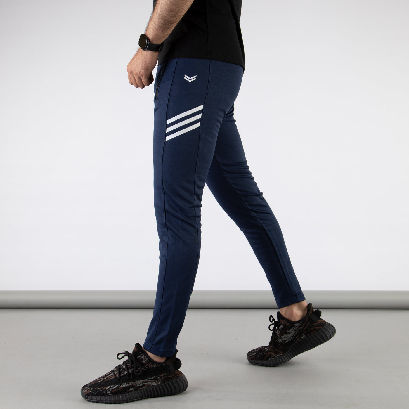 Navy Quick Dry Bottoms with Three Diagonal Stripes