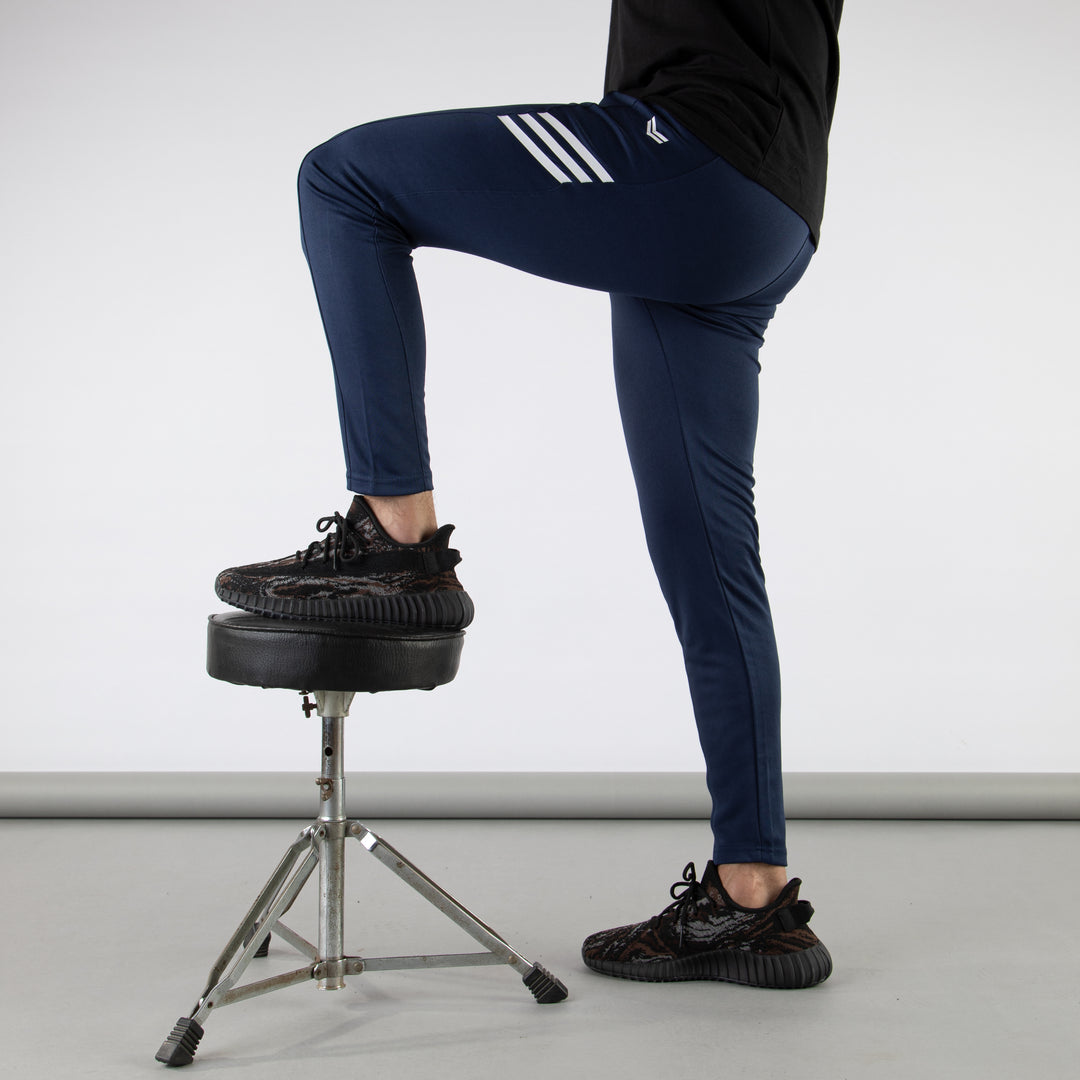 Navy Quick Dry Bottoms with Three Diagonal Stripes