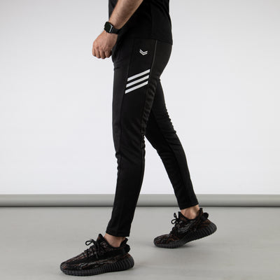 Black Quick Dry Bottoms with Three Diagonal Stripes