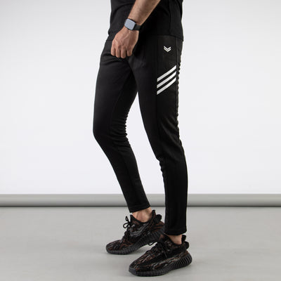 Black Quick Dry Bottoms with Three Diagonal Stripes