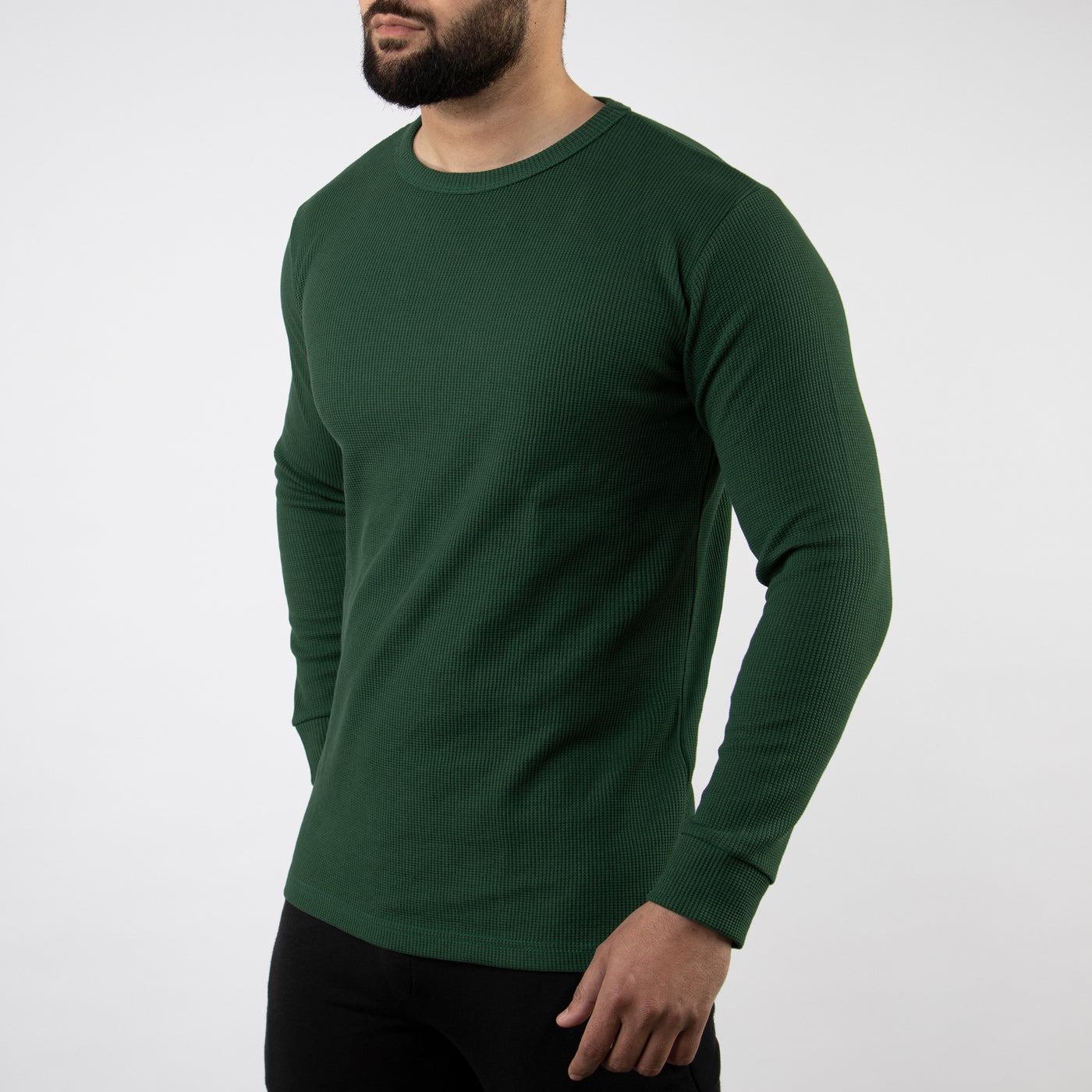 Green Thermal Full Sleeves Waffle-Knit