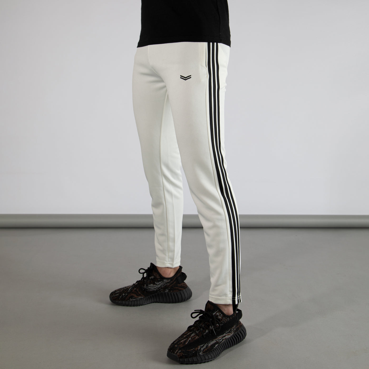 White Quick Dry Bottoms with Three Black Stripes