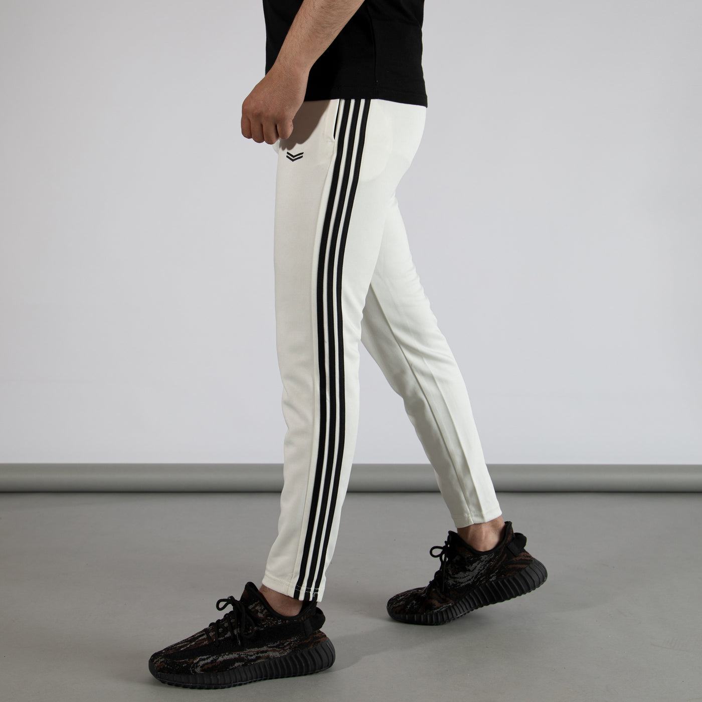 White Quick Dry Bottoms with Three Black Stripes