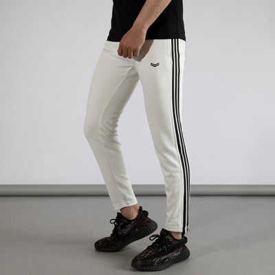 White Quick Dry Bottoms with Three Black Stripes