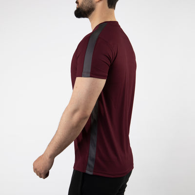 Maroon Hybrid Series Quick Dry T-Shirt with Gray Mesh Panels