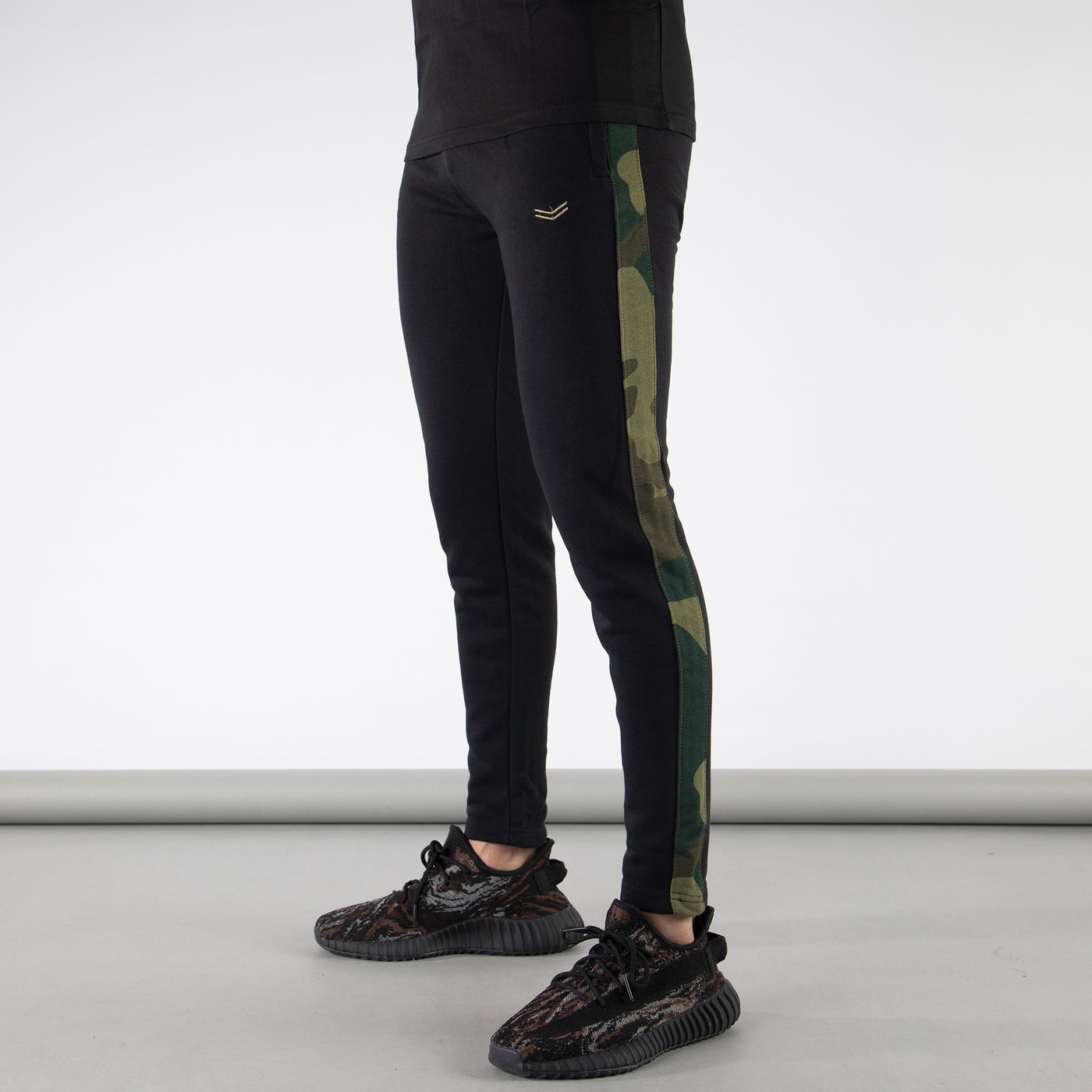 Black Bottoms with Green Camo Panels