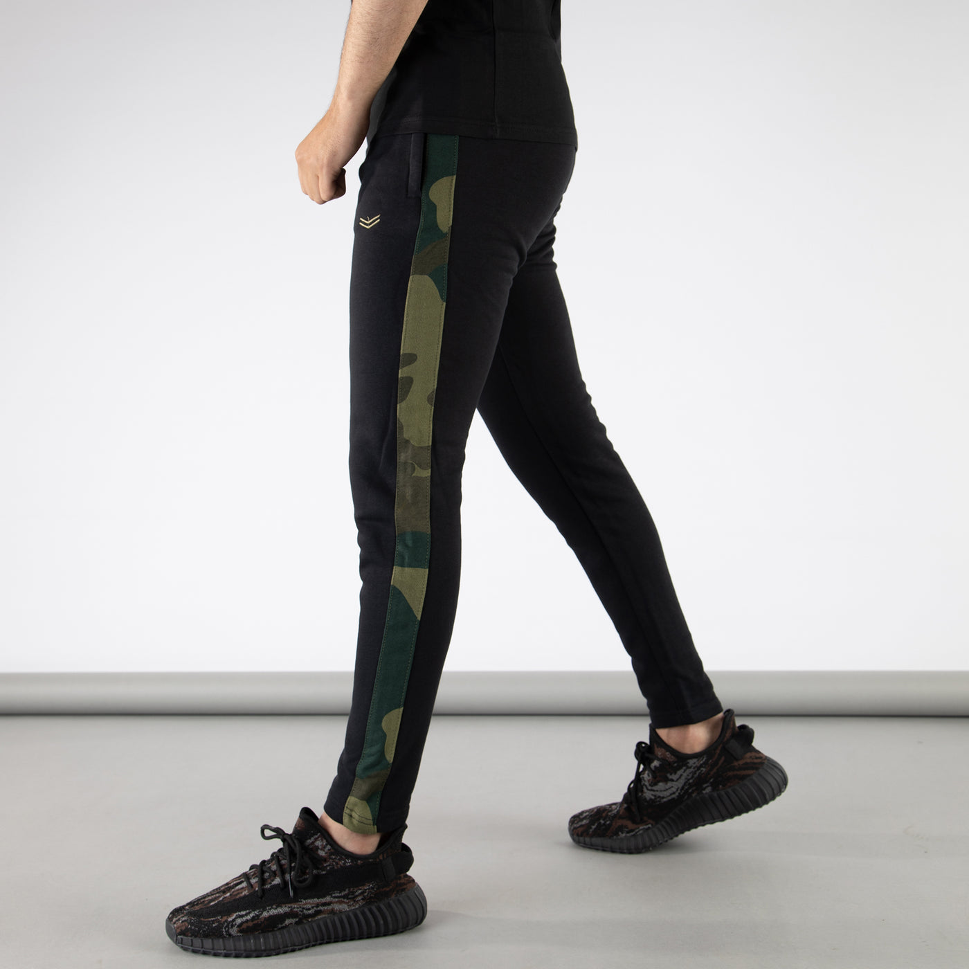 Black Bottoms with Green Camo Panels