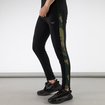 Black Bottoms with Green Camo Panels
