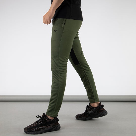 Olive Quick Dry Hybrid Bottoms with Black Inner Mesh Panels
