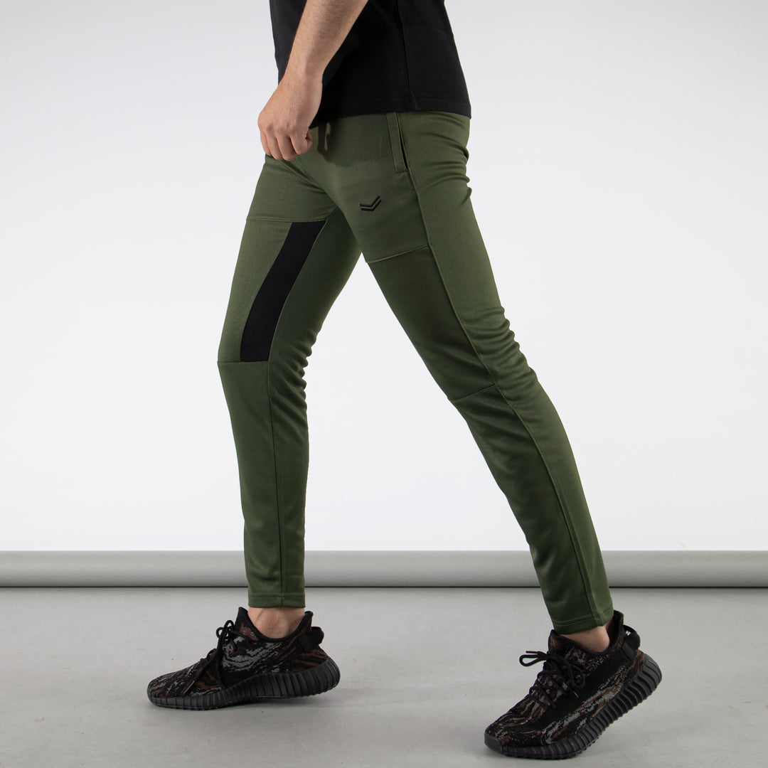 Olive Quick Dry Hybrid Bottoms with Black Inner Mesh Panels