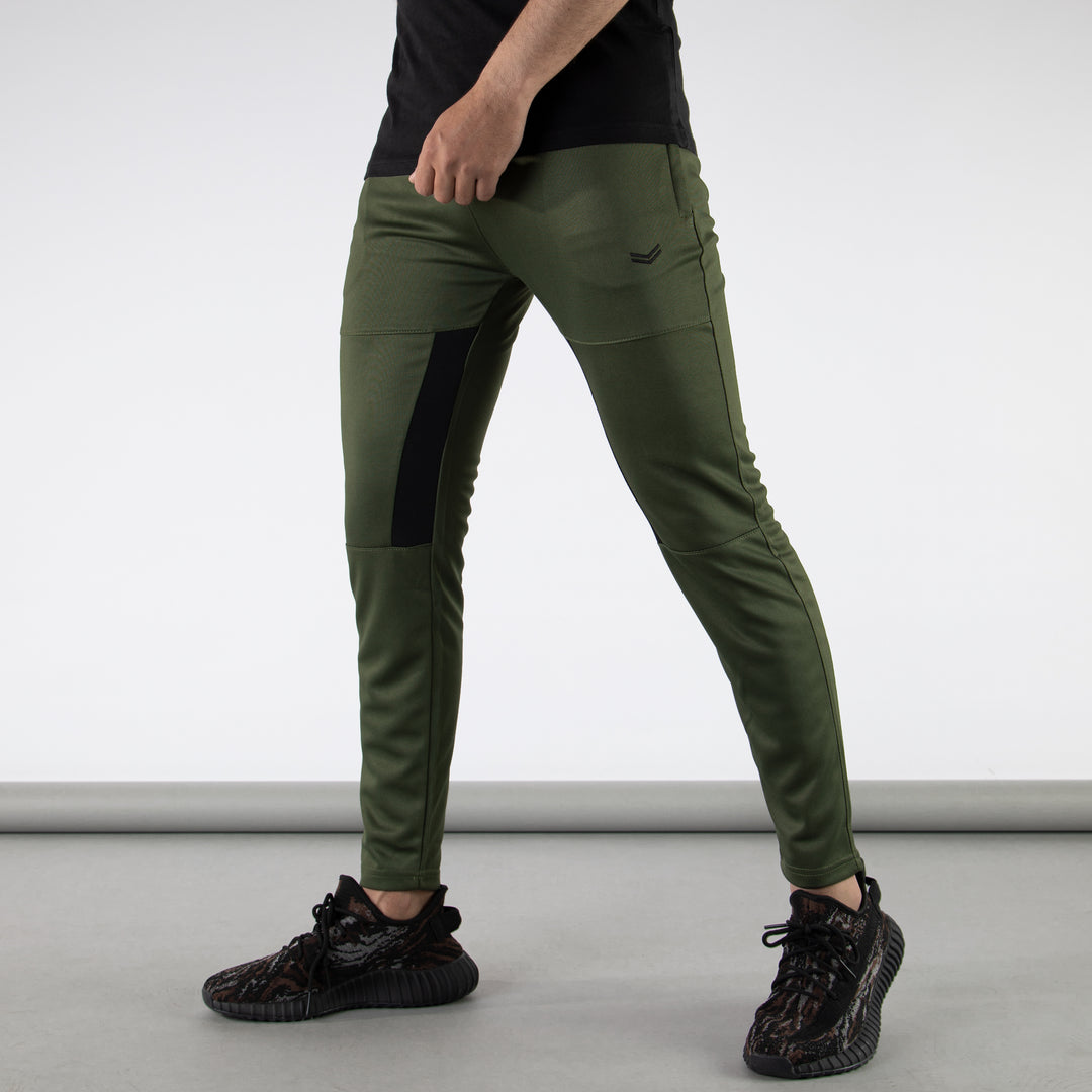 Olive Quick Dry Hybrid Bottoms with Black Inner Mesh Panels