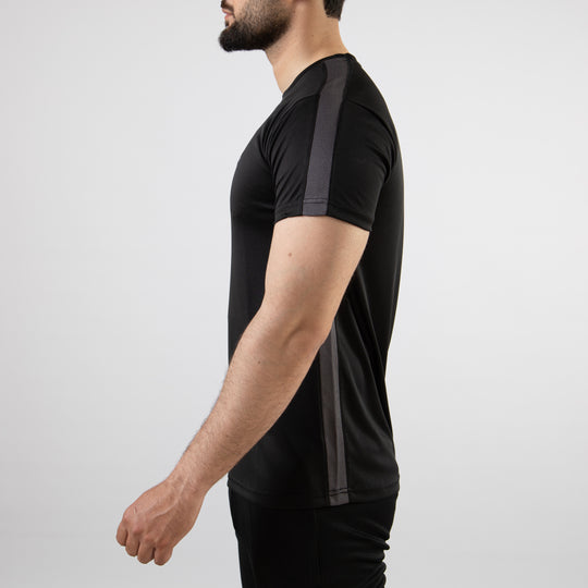 Black Hybrid Series Quick Dry T-Shirt with Gray Mesh Panels — view 3