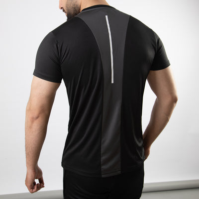 Black Core Series Quick Dry T-Shirt with Gray Back Panel