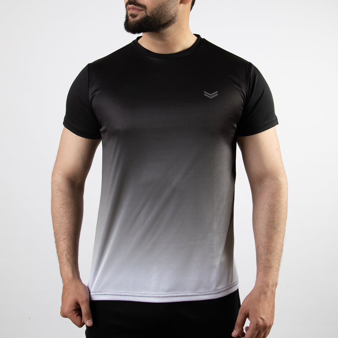 Premium White &amp; Black Gradient Quick Dry T-Shirt