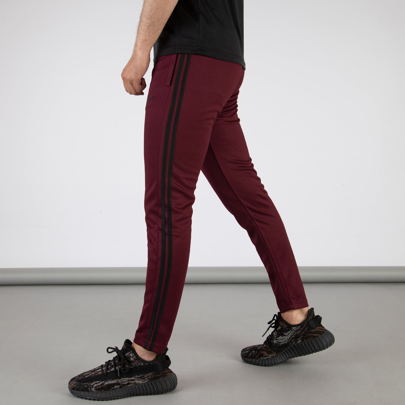 Maroon Quick Dry Bottoms with Two Black Stripes