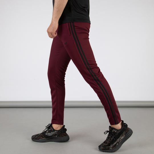 Maroon Quick Dry Bottoms with Two Black Stripes