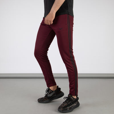 Maroon Quick Dry Bottoms with Two Black Stripes