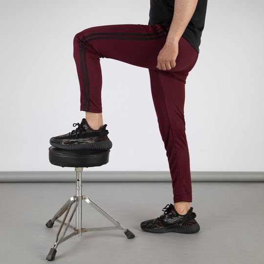 Maroon Quick Dry Bottoms with Two Black Stripes