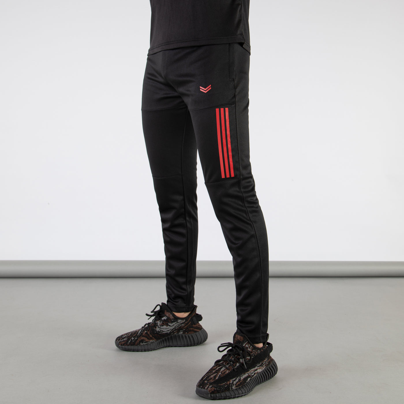 Black Quick Dry Bottoms with Three Red Stripes