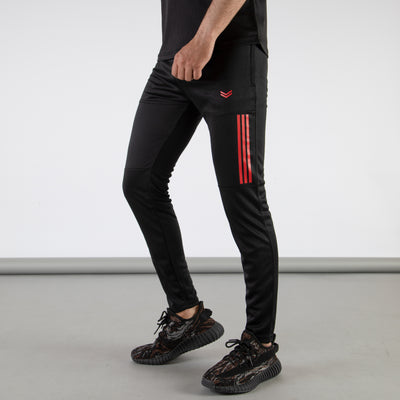 Black Quick Dry Bottoms with Three Red Stripes
