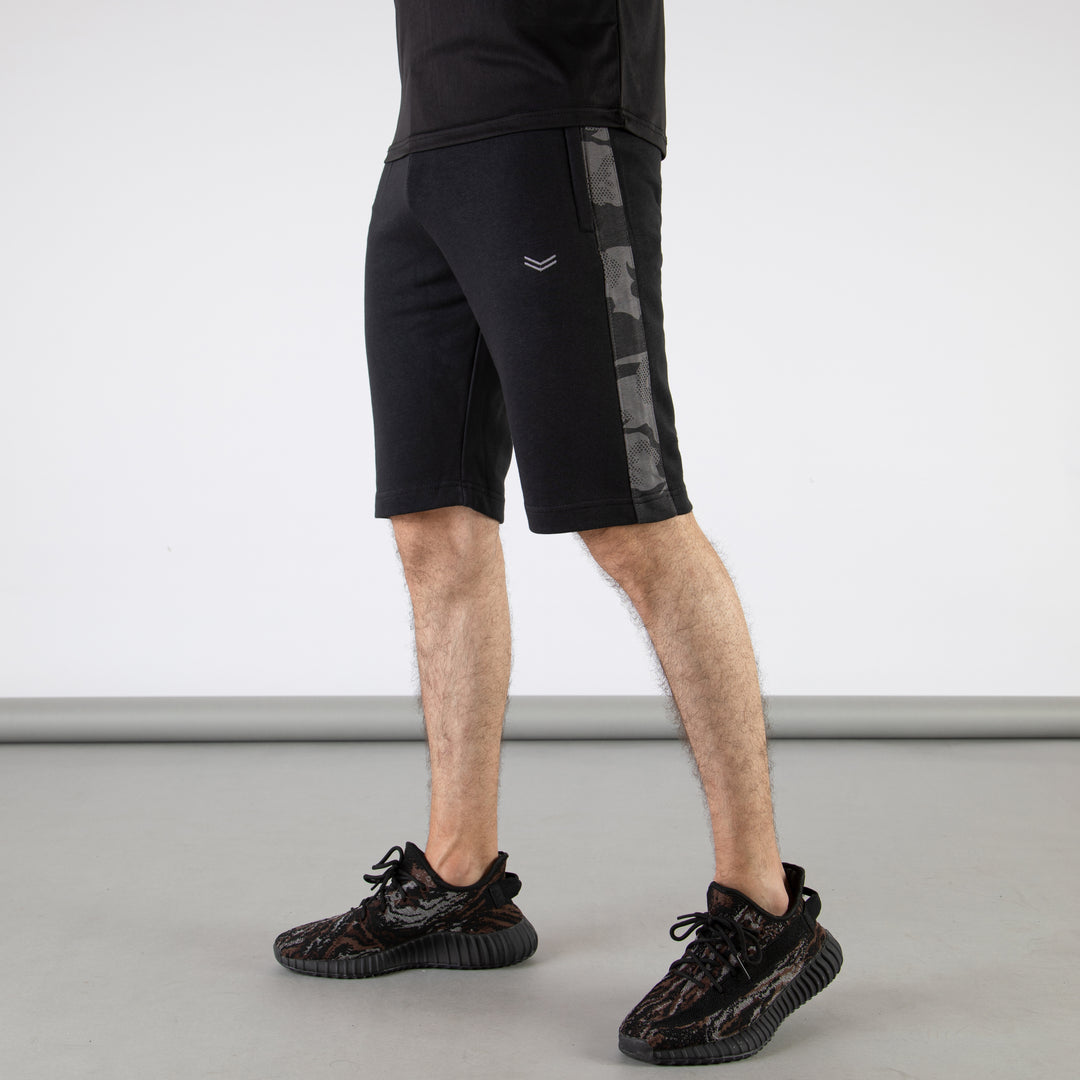 Black Shorts with Gray Camo Panel