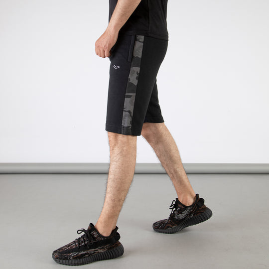 Black Shorts with Gray Camo Panel