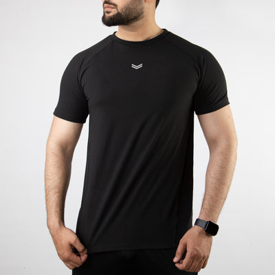 Black 4-Way Stretch Training T-Shirt with Reflective Logo