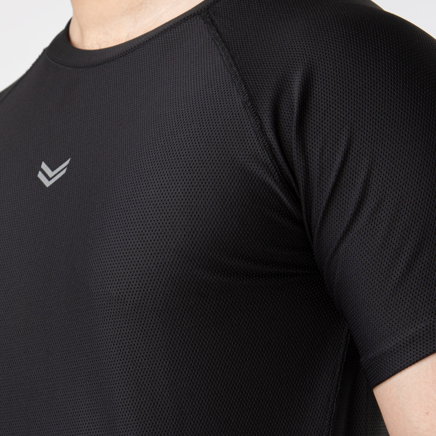 Black Lycra Mesh 4-Way Stretch Training T-Shirt with Reflective Logo