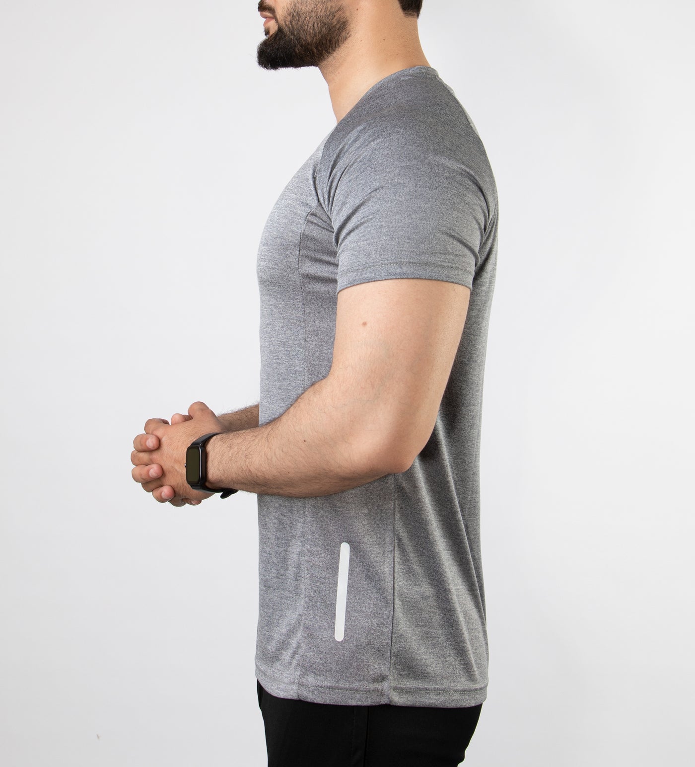 Textured Gray Quick Dry T-Shirt with Reflective Detailing