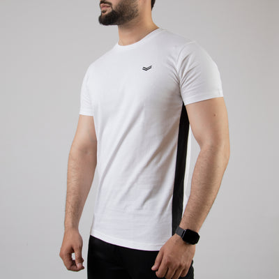 White T-Shirt With Black Side Panels