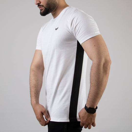White T-Shirt With Black Side Panels
