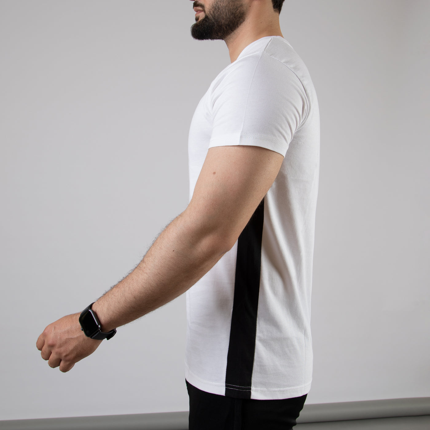 White T-Shirt With Black Side Panels