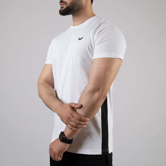 White T-Shirt With Black Side Panels