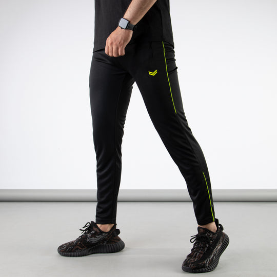 Black Quick Dry Bottoms with Neon Side Piping