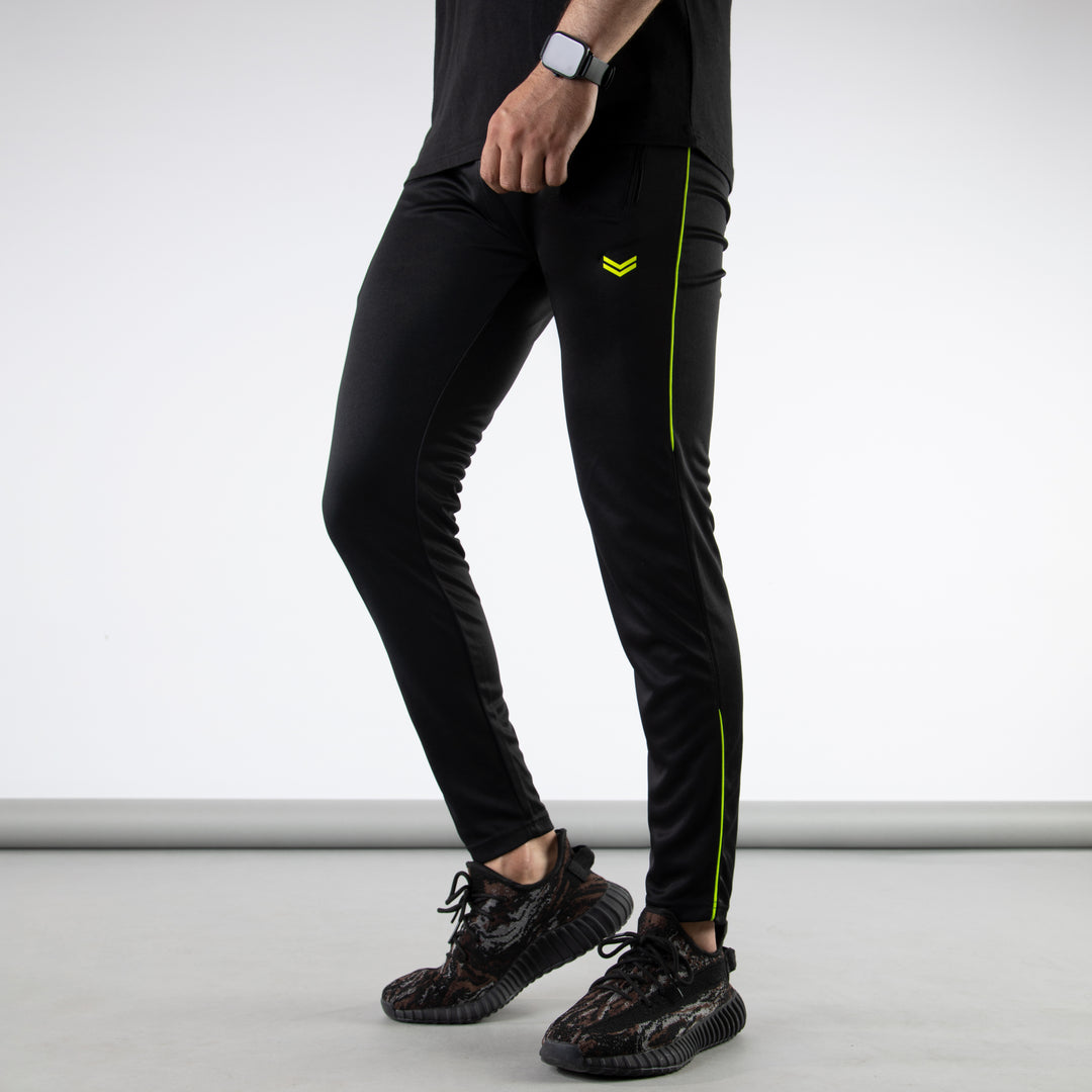 Black Quick Dry Bottoms with Neon Side Piping