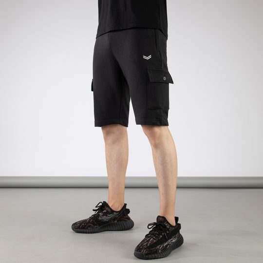 Solid Black Cargo Shorts