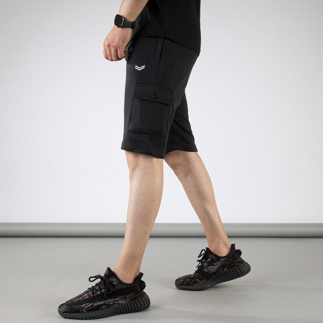 Solid Black Cargo Shorts