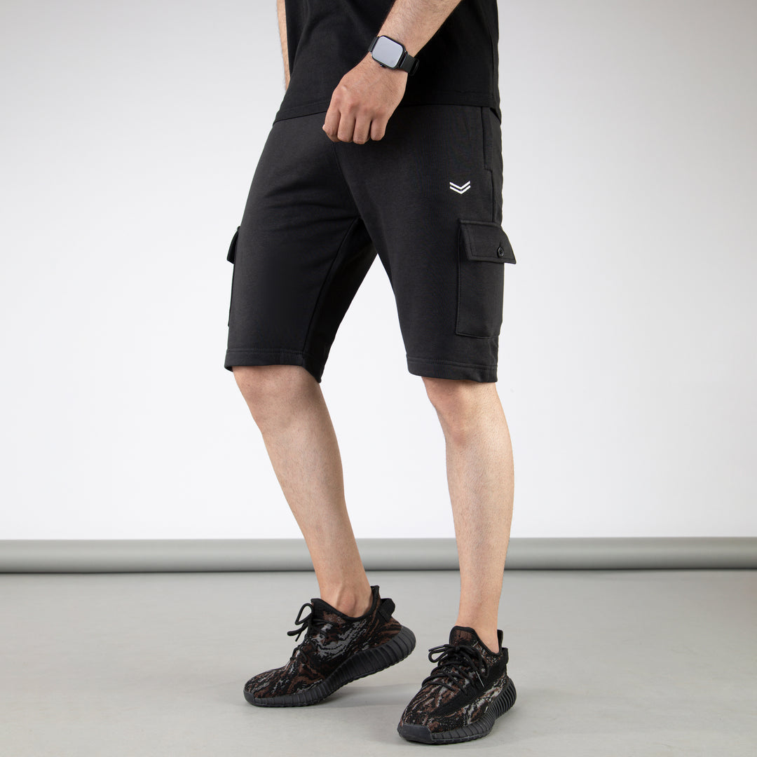 Solid Black Cargo Shorts
