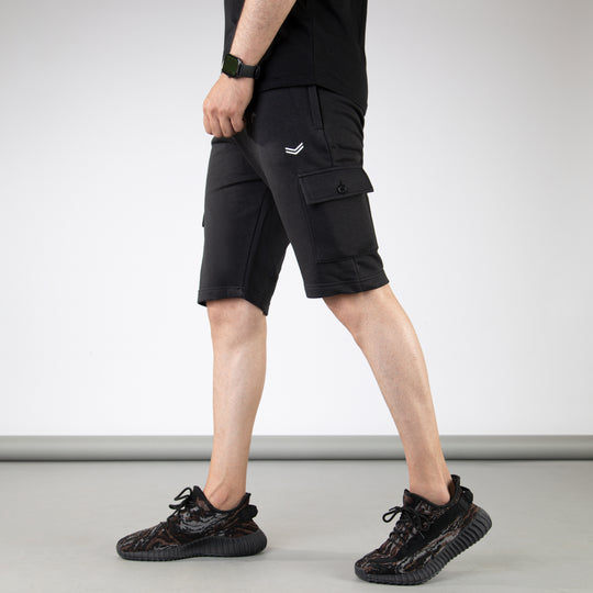 Solid Black Cargo Shorts
