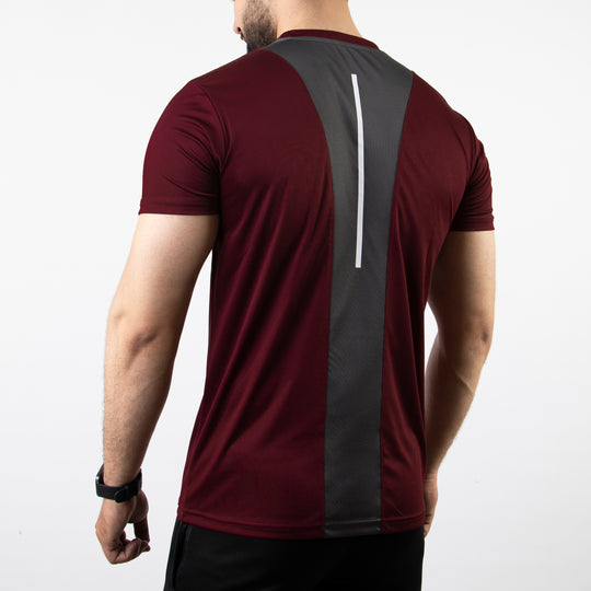 Maroon Core Series Quick Dry T-Shirt with Gray Back Panel