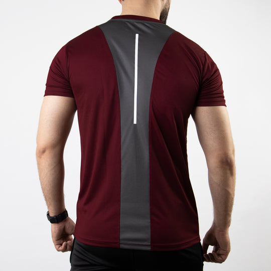 Maroon Core Series Quick Dry T-Shirt with Gray Back Panel