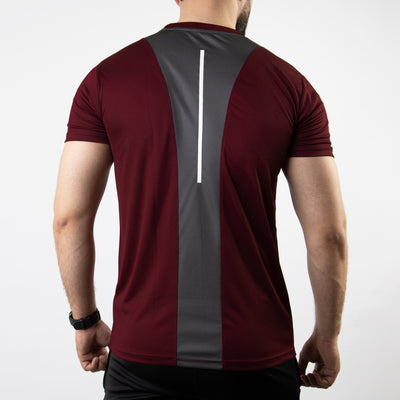 Maroon Core Series Quick Dry T-Shirt with Gray Back Panel