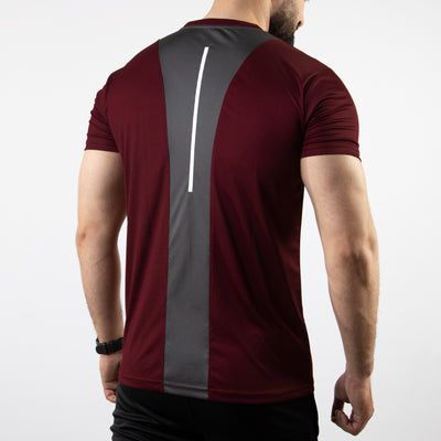 Maroon Core Series Quick Dry T-Shirt with Gray Back Panel