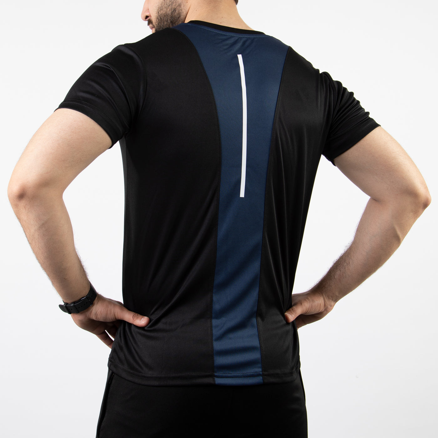 Black Core Series Quick Dry T-Shirt with Navy Back Panel
