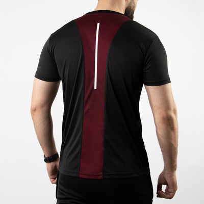Black Core Series Quick Dry T-Shirt with Maroon Back Panel