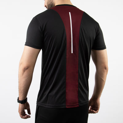 Black Core Series Quick Dry T-Shirt with Maroon Back Panel
