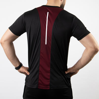 Black Core Series Quick Dry T-Shirt with Maroon Back Panel