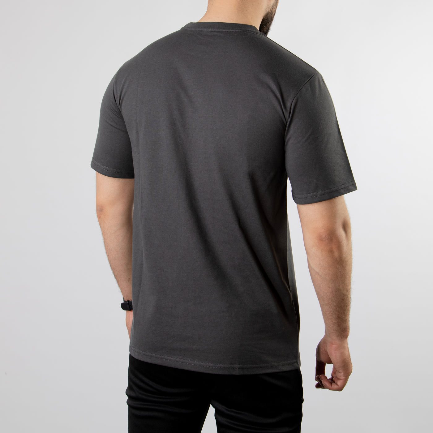 Gray Relax Fit T-Shirt with Self Printed Logo