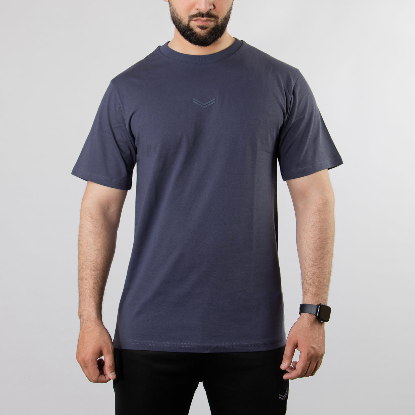 Purple Relax Fit T-Shirt with Self Printed Logo