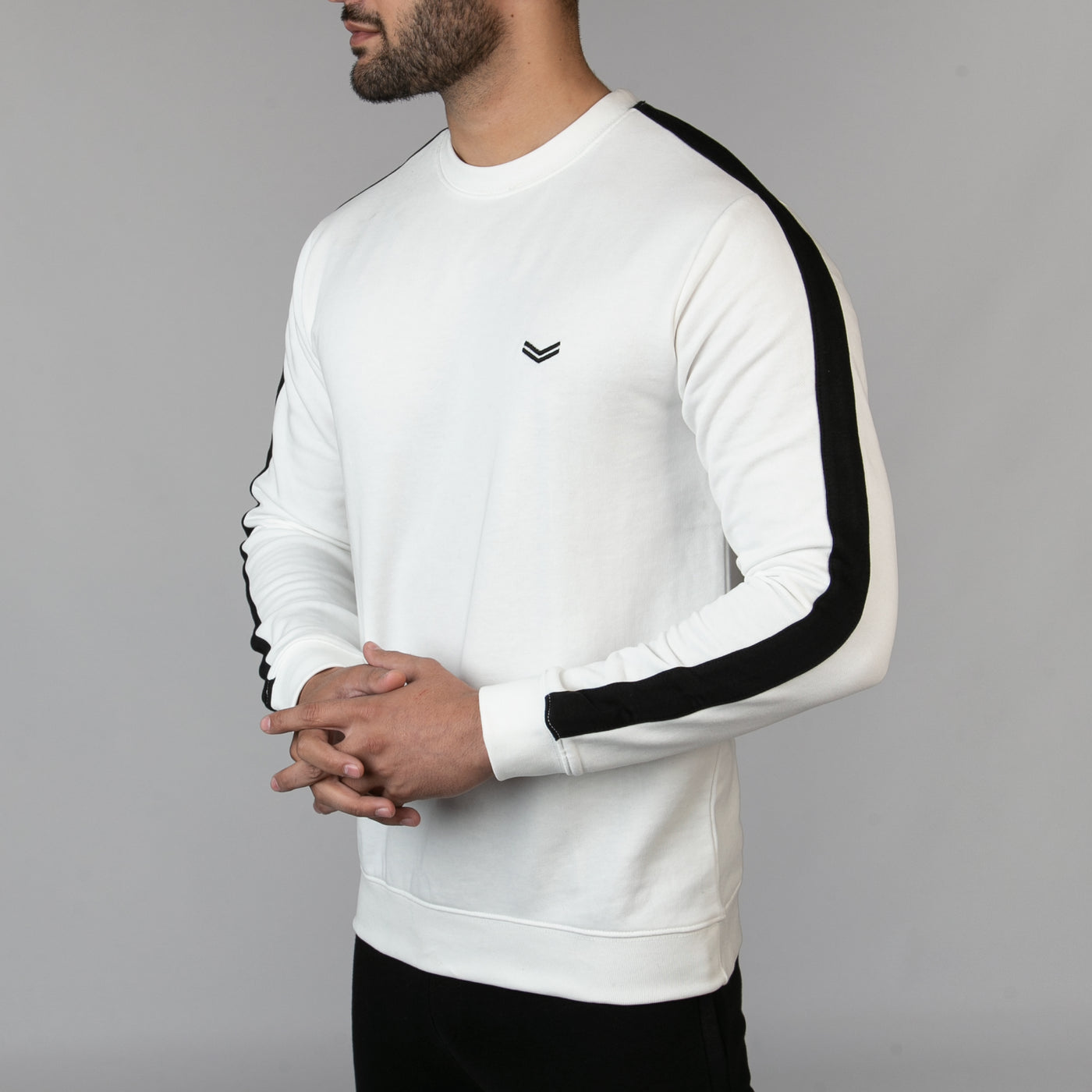 White Sweatshirt With Black Panels